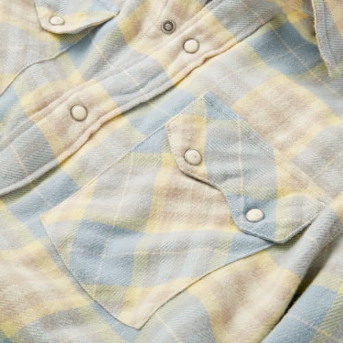 laydown image of Washed Pearl Snap Flannel Shirt