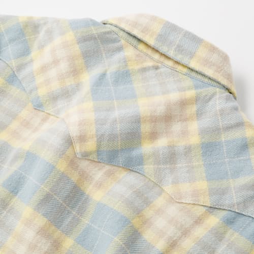 laydown image of Washed Pearl Snap Flannel Shirt