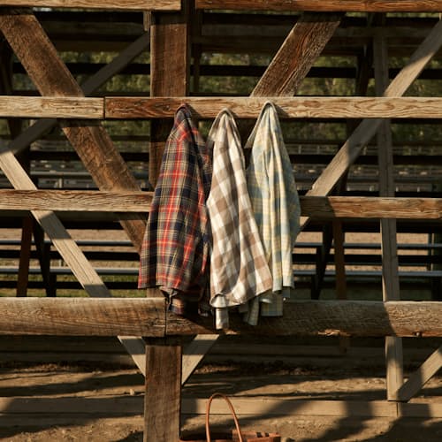 laydown image of Washed Pearl Snap Flannel Shirt