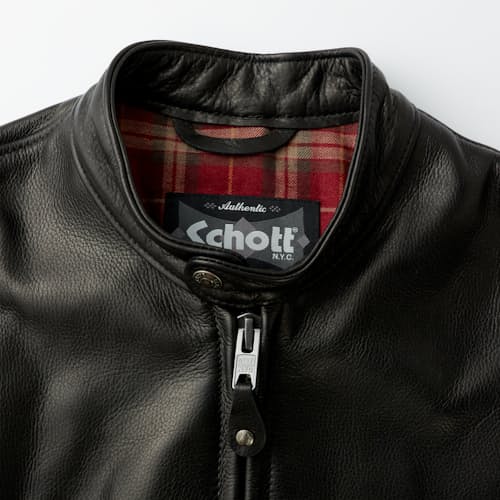 laydown detail image of Waxed Natural Pebbled Cowhide Cafe Leather Jacket