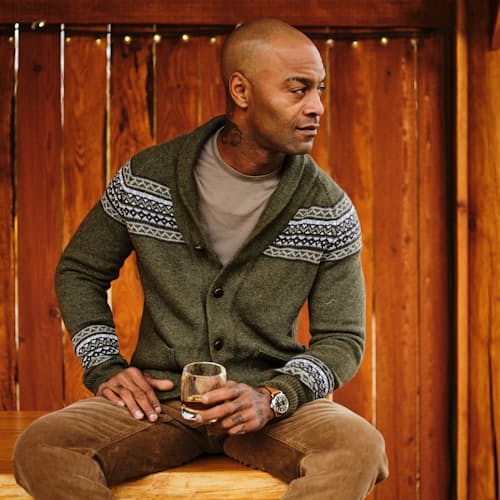 laydown image of Fair Isle Shawl Cardigan