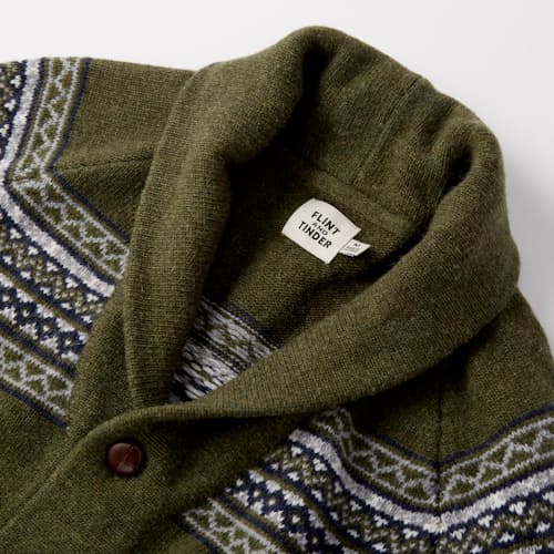 laydown image of Fair Isle Shawl Cardigan