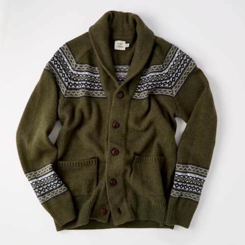 laydown image of Fair Isle Shawl Cardigan