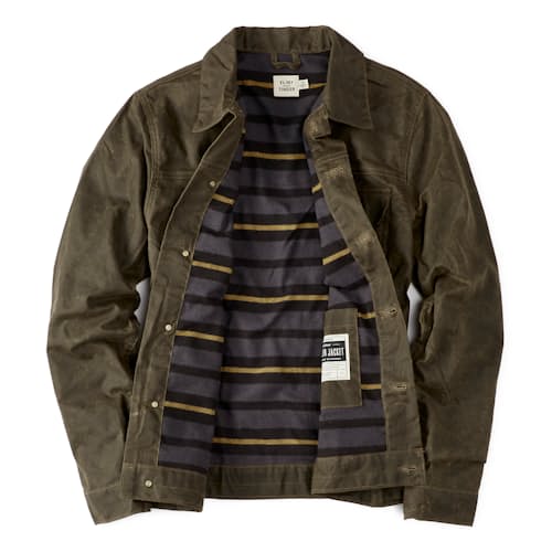 laydown image of Flannel-Lined Waxed Trucker Jacket