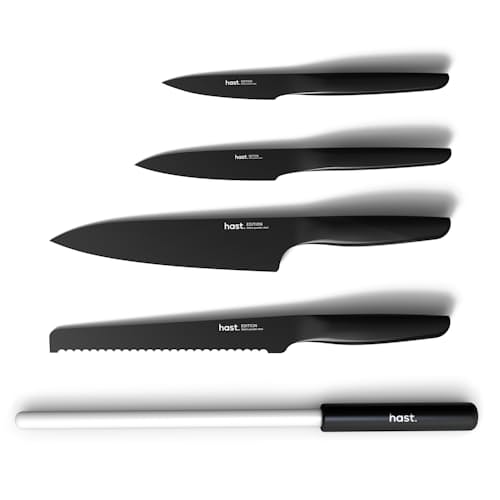 laydown image of 4 Piece Kitchen Knife Set with Honing Rod