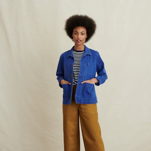 laydown image of Women's Britt Jacket in Recycled Denim