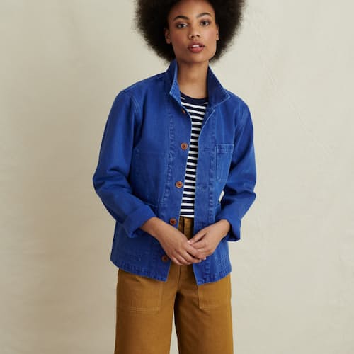 laydown image of Women's Britt Jacket in Recycled Denim