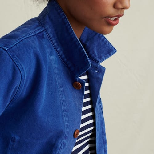 laydown image of Women's Britt Jacket in Recycled Denim