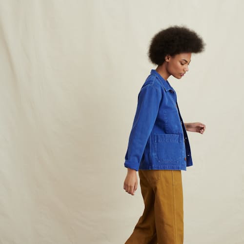 laydown image of Women's Britt Jacket in Recycled Denim
