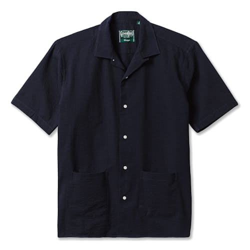 laydown image of Classic Seersucker Cuban Shirt