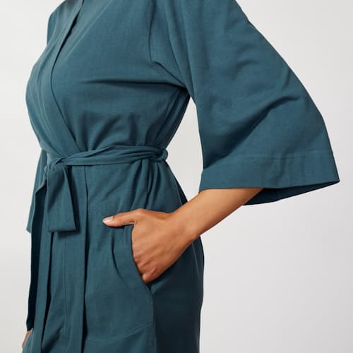laydown image of Women's Solstice Organic Short Robe