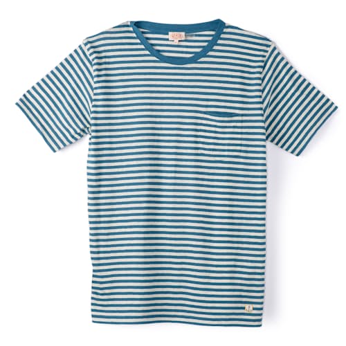 laydown image of Breton Linen Striped Pocket Tee