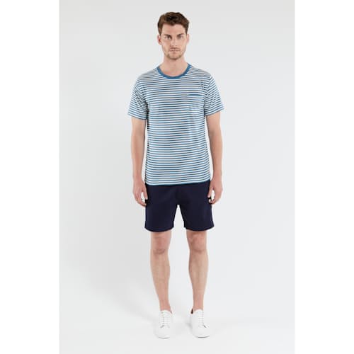 laydown image of Breton Linen Striped Pocket Tee