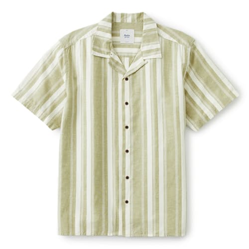 laydown image of Ian Linen Aloha Shirt