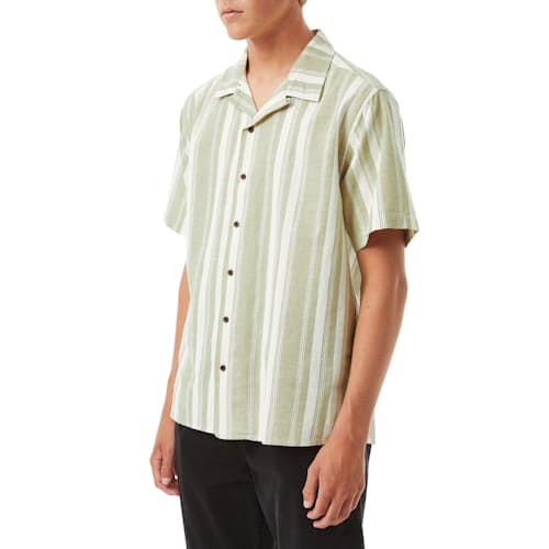 laydown image of Ian Linen Aloha Shirt