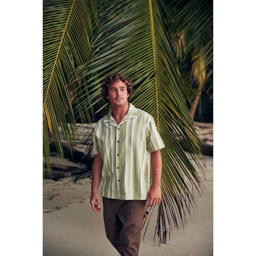 laydown image of Ian Linen Aloha Shirt