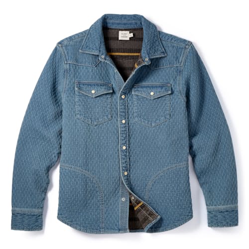 laydown image of Quilted Bone Button Western Shirt