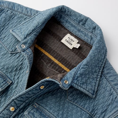lifestyle image of Quilted Bone Button Western Shirt