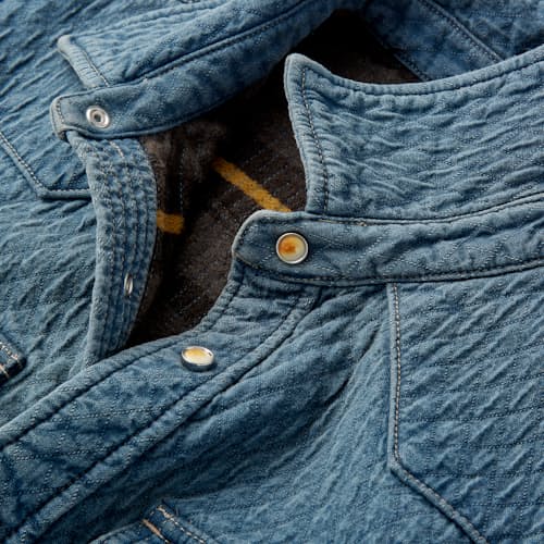 lifestyle image of Quilted Bone Button Western Shirt