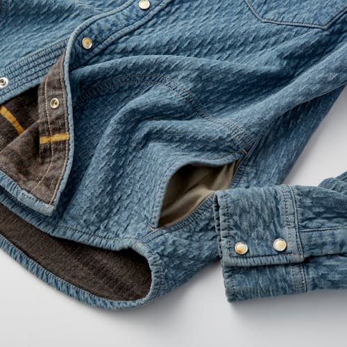 lifestyle image of Quilted Bone Button Western Shirt