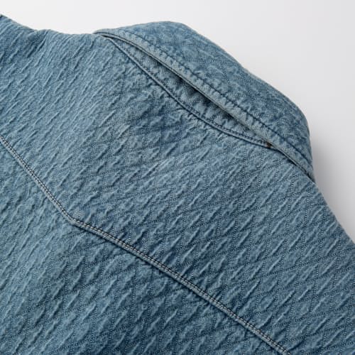 lifestyle image of Quilted Bone Button Western Shirt