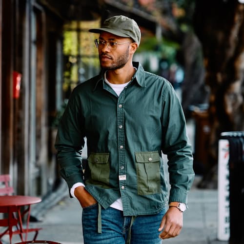 laydown image of Nylon Pocket Overshirt
