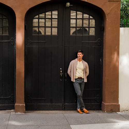 laydown image of Wrinkle Free Linen Long Sleeve Button Down