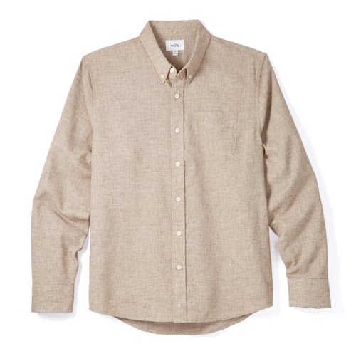 laydown image of Wrinkle Free Linen Long Sleeve Button Down