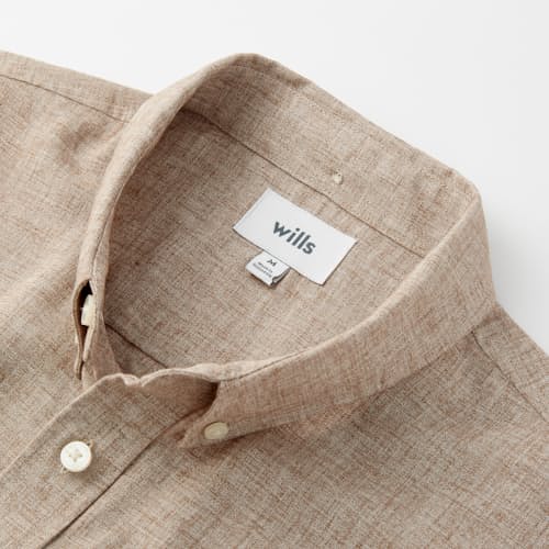laydown image of Wrinkle Free Linen Long Sleeve Button Down