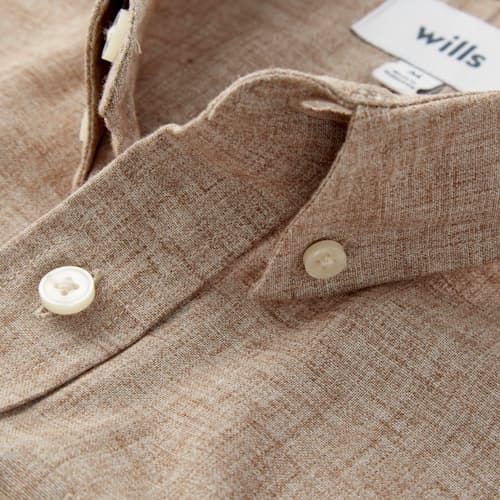 laydown image of Wrinkle Free Linen Long Sleeve Button Down