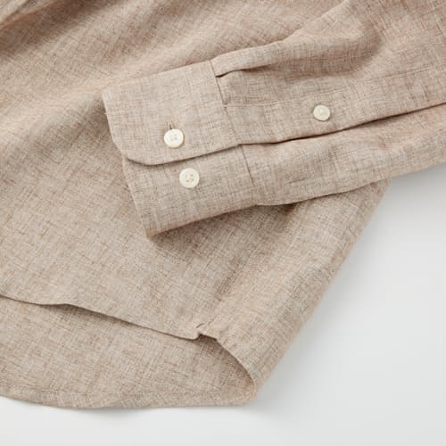 laydown image of Wrinkle Free Linen Long Sleeve Button Down