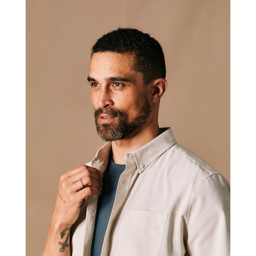 on model image of Wrinkle-Free Linen Short Sleeve Shirt