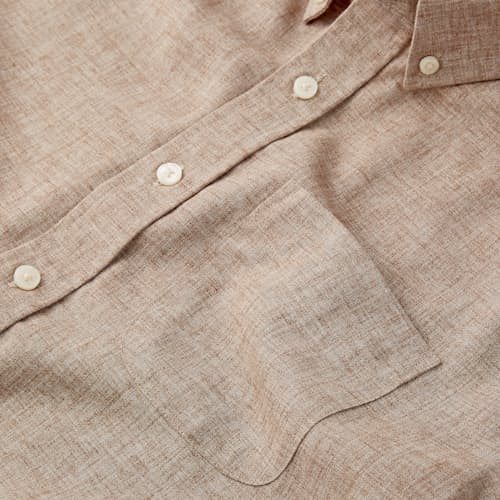 laydown image of Wrinkle Free Linen Short Sleeve Button Down