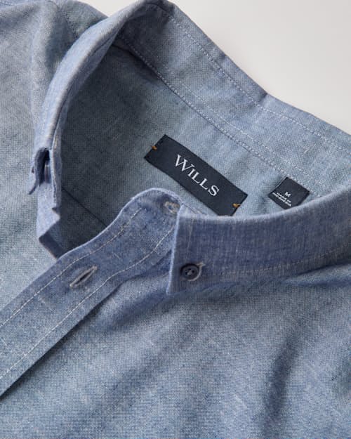 laydown detail image of Wrinkle-Free Linen Short Sleeve Shirt