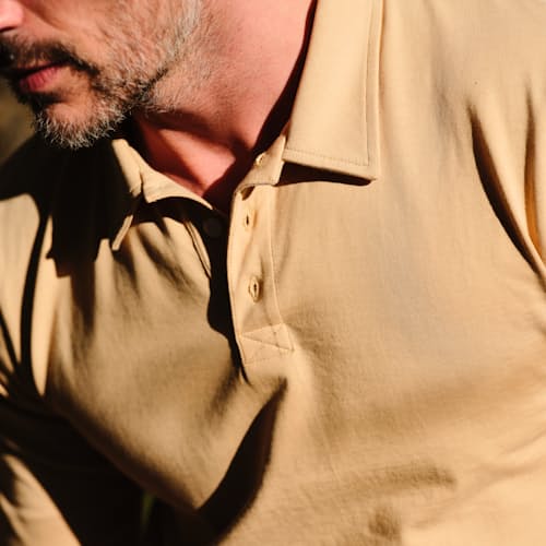 lifestyle image of Heavyweight Rugby Long Sleeve Polo Shirt