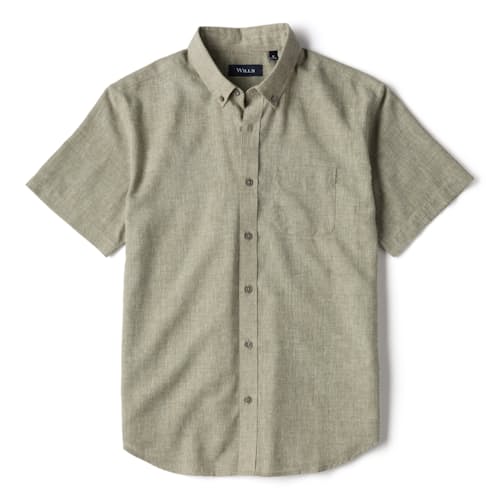 laydown image of Wrinkle-Free Linen Short Sleeve Shirt