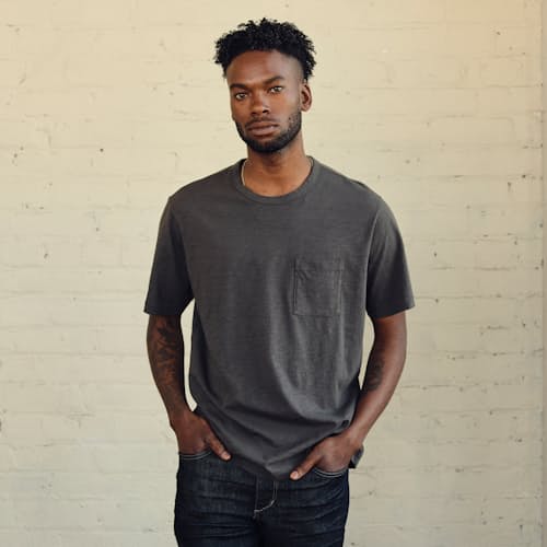 lifestyle image of Slub Pocket T-Shirt- Tall