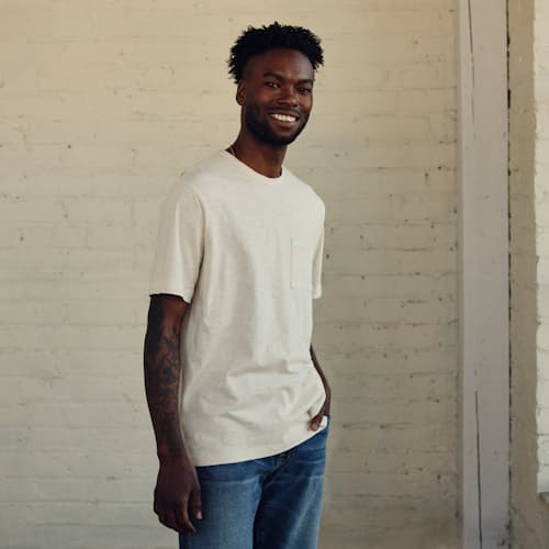 lifestyle image of Slub Pocket T-Shirt- Tall