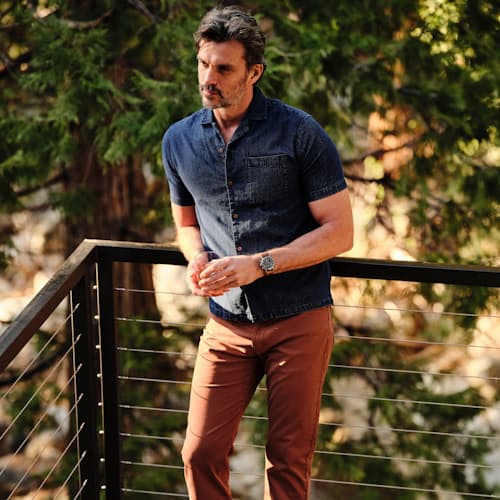 laydown image of Indigo Camp Overshirt