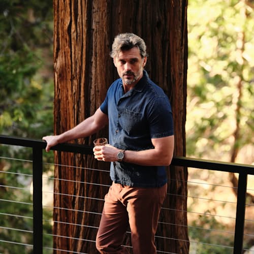 laydown image of Indigo Camp Overshirt