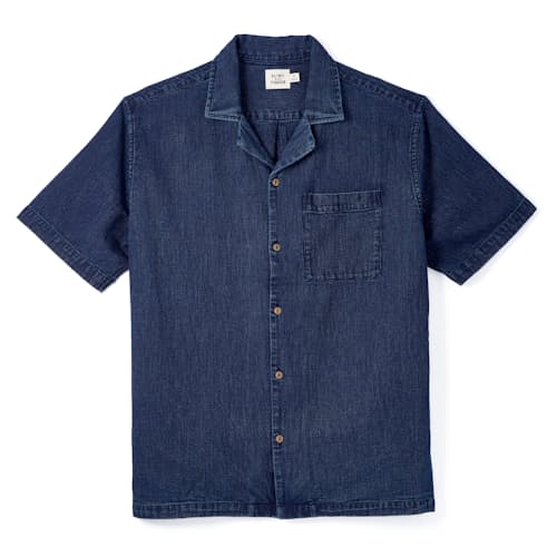laydown image of Indigo Camp Overshirt