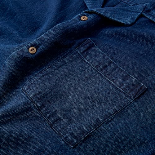 laydown image of Indigo Camp Overshirt