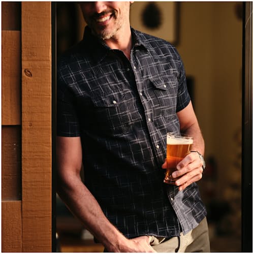 laydown image of S/S Western Kasuri Sashiko shirt