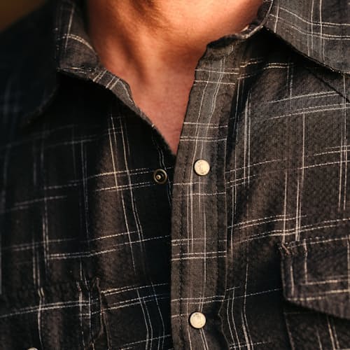 laydown image of S/S Western Kasuri Sashiko shirt
