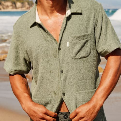 laydown image of Terry Snap Short Sleeve Shirt