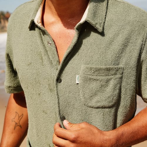 laydown image of Terry Snap Short Sleeve Shirt