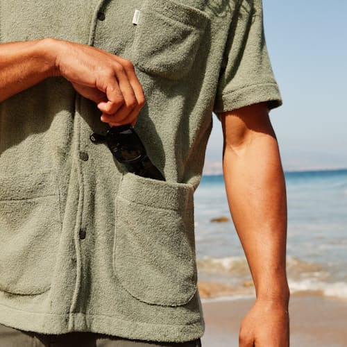 laydown image of Terry Snap Short Sleeve Shirt