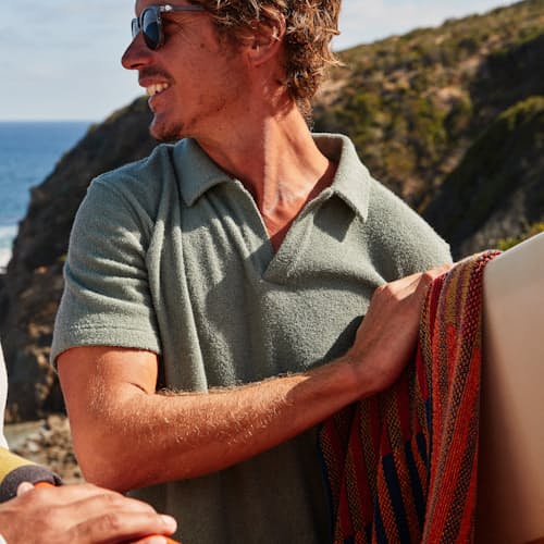 laydown image of Terry Polo Johnny Collar