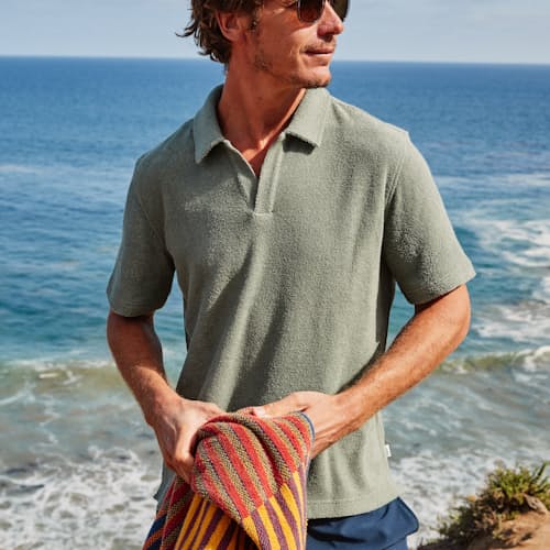 laydown image of Terry Polo Johnny Collar