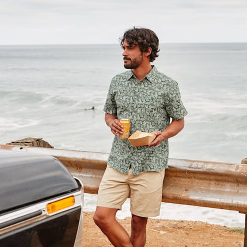 laydown image of Crinkle Cotton Easy Short Sleeve Shirt
